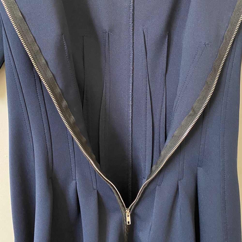Betsey Johnson Full Zip Blue w/ Black Trim Dress 2 - Picture 6 of 11